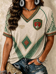 Women's Moroccan Football V-Neck T-Shirts