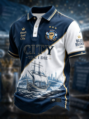 Men's Manchester Football Lover Blue City Printed Casual Tops