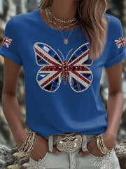 Women's UK Flag Butterfly Printed T-shirt-5