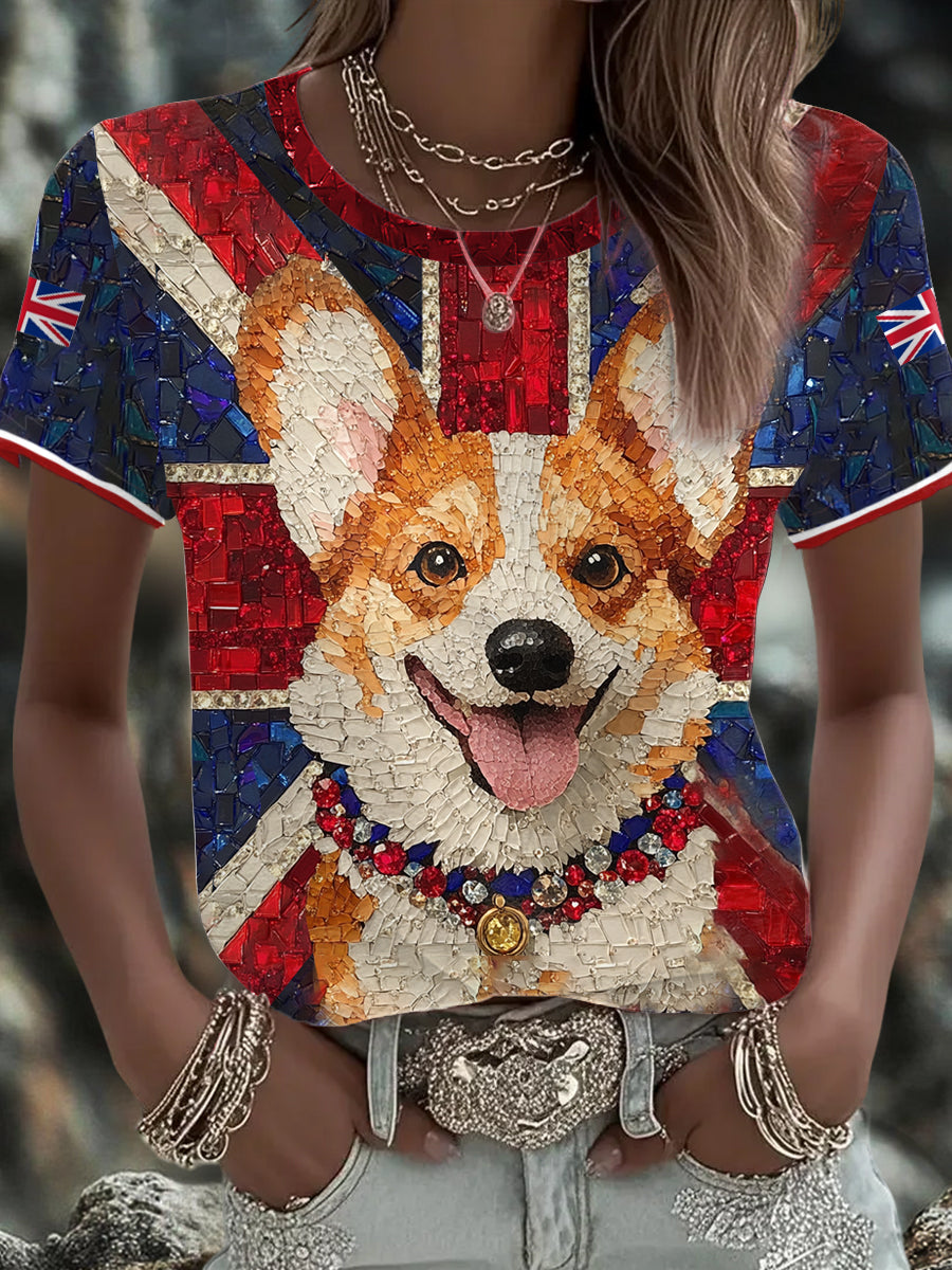 Women's UK Flag Art Printed T-shirt