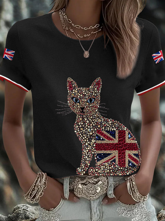 Women's UK Flag Art Printed T-shirt
