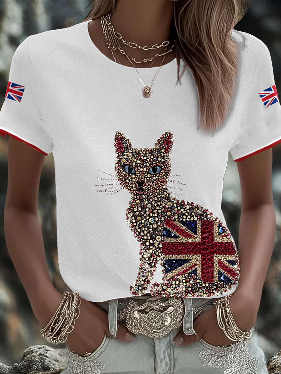 Women's UK Flag Art Printed T-shirt-1