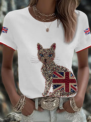 Women's UK Flag Art Printed T-shirt-1