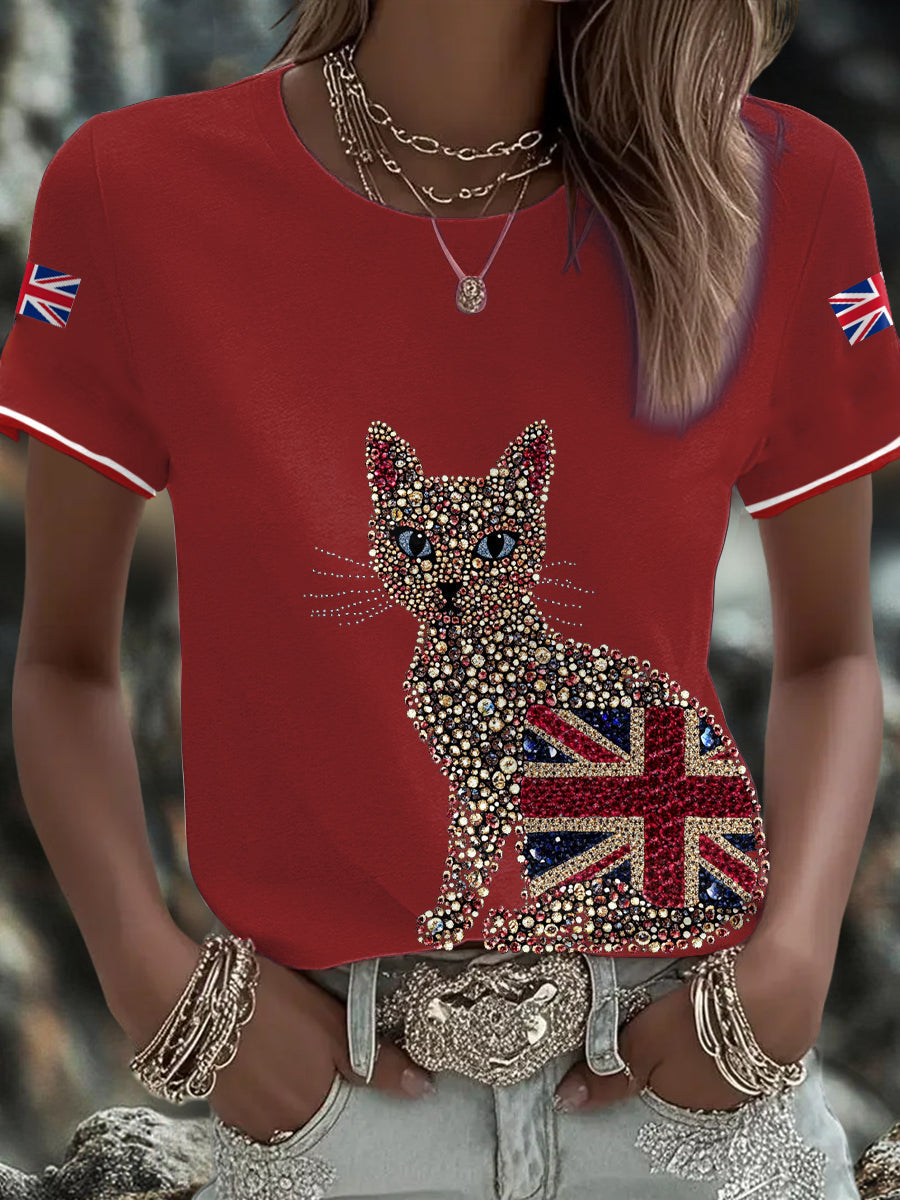Women's UK Flag Art Printed T-shirt-3
