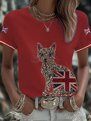 Women's UK Flag Art Printed T-shirt-3