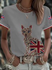 Women's UK Flag Art Printed T-shirt-2
