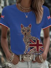 Women's UK Flag Art Printed T-shirt-4