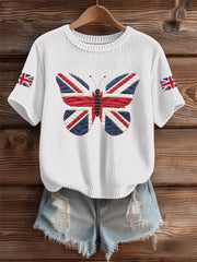 Women's UK Flag Butterfly Cozy Knit Sweater