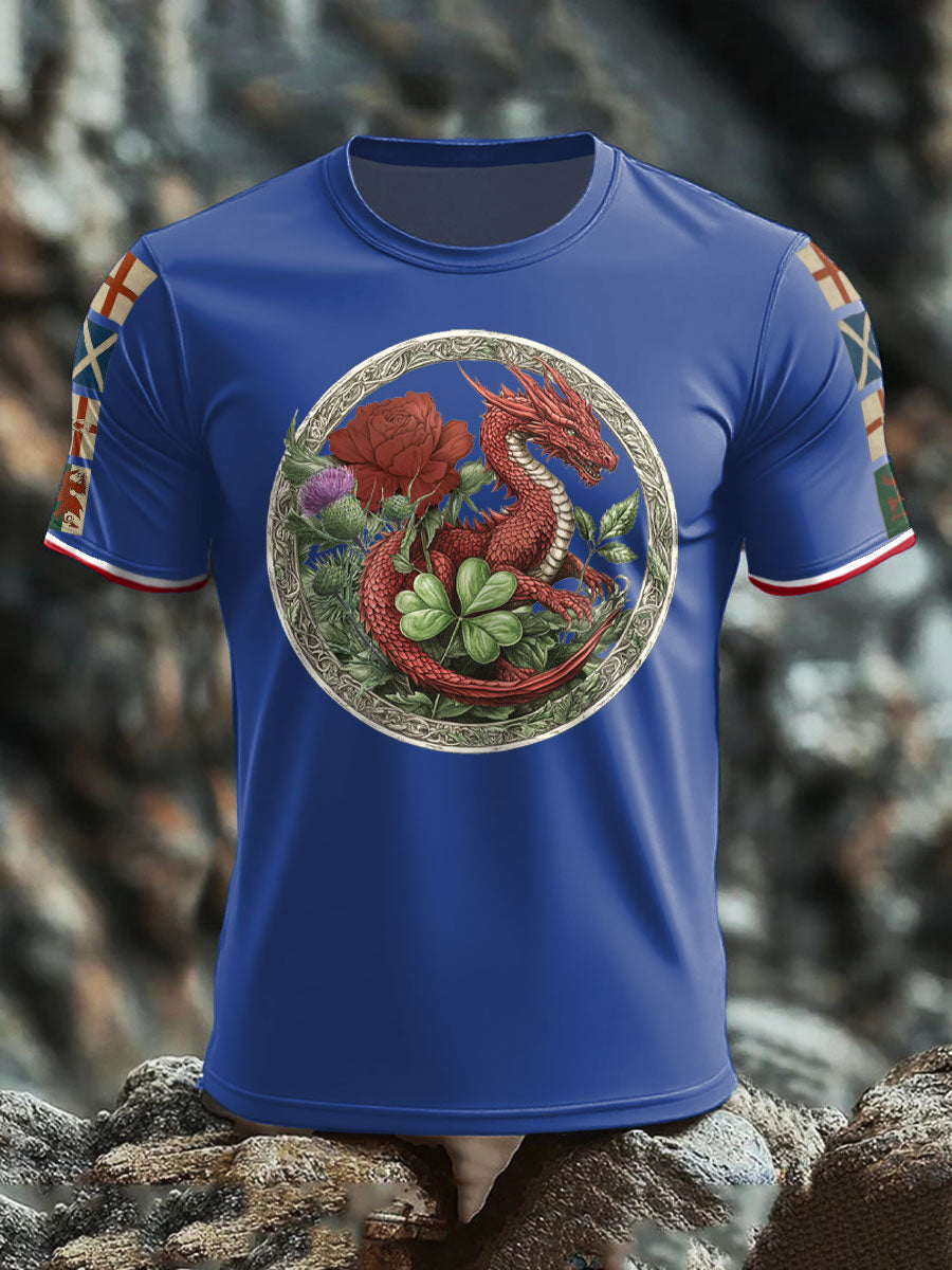 Men's UK Scotland England Northern Ireland Wales Flag Art Printed T-shirt-4