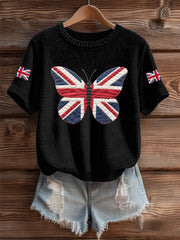 Women's UK Flag Butterfly Cozy Knit Sweater-1
