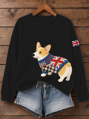 Women's UK Flag Corgi Print Sweatshirt-1