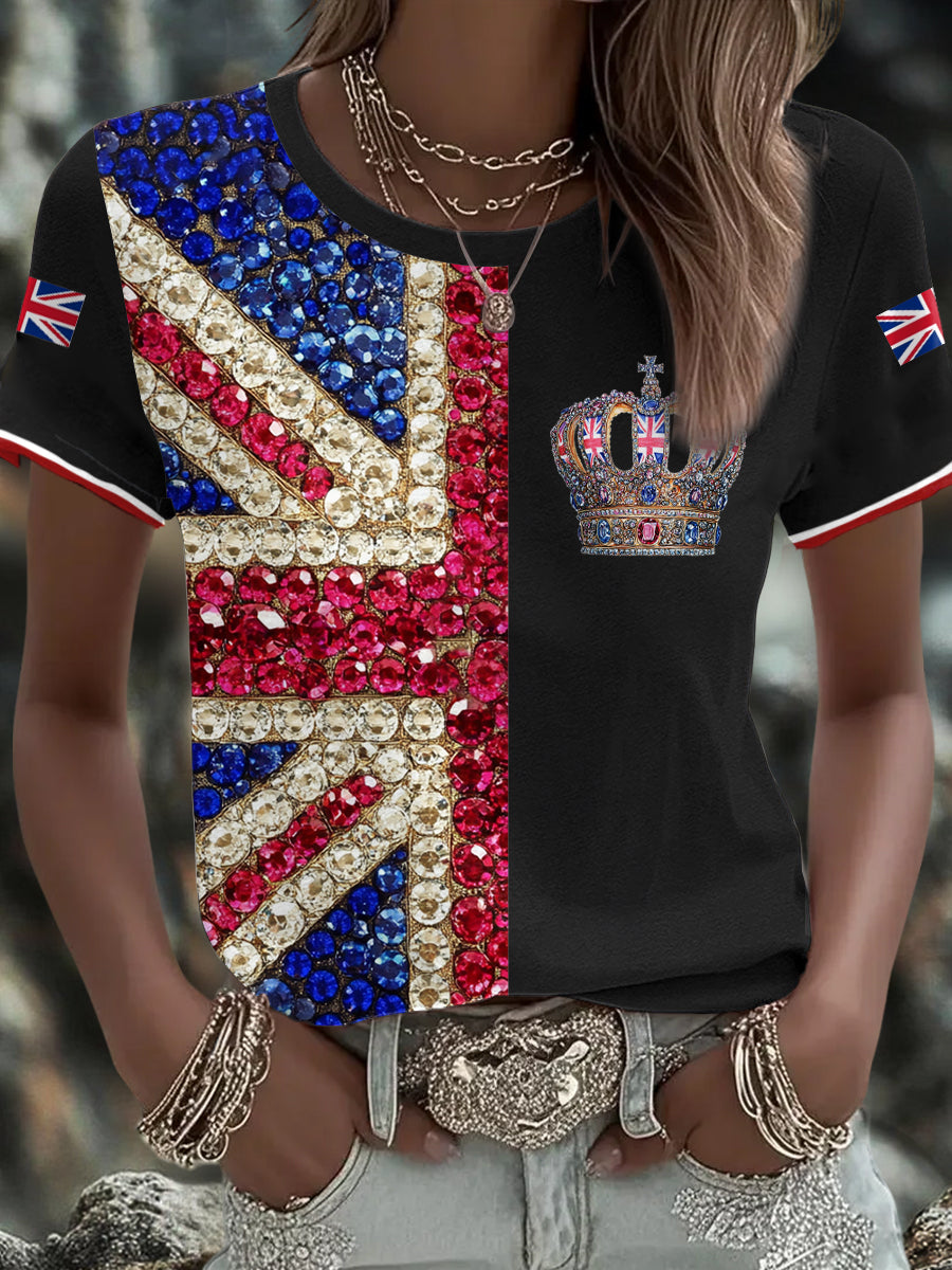 Women's UK Flag Art Printed T-shirt