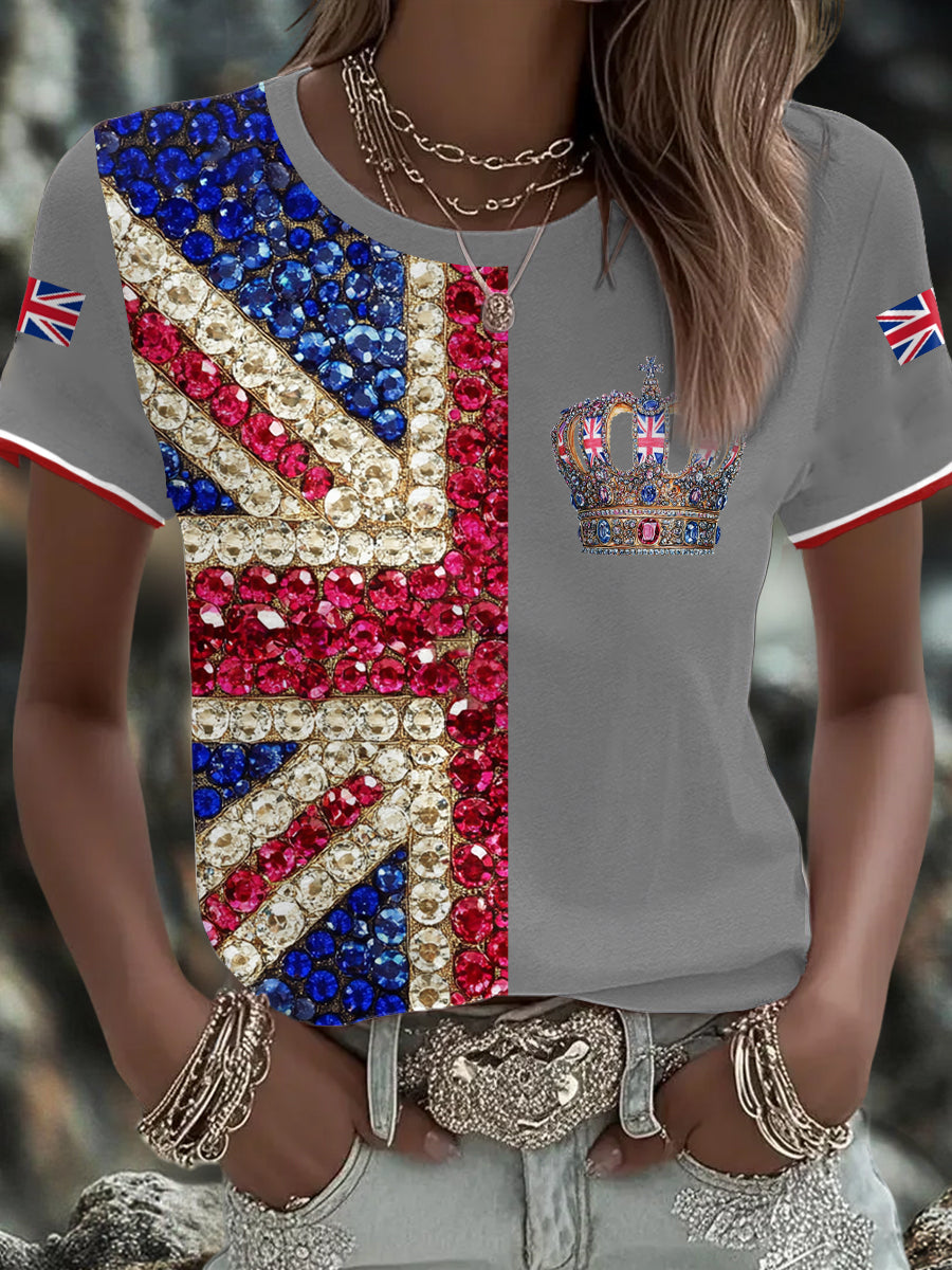 Women's UK Flag Art Printed T-shirt-2