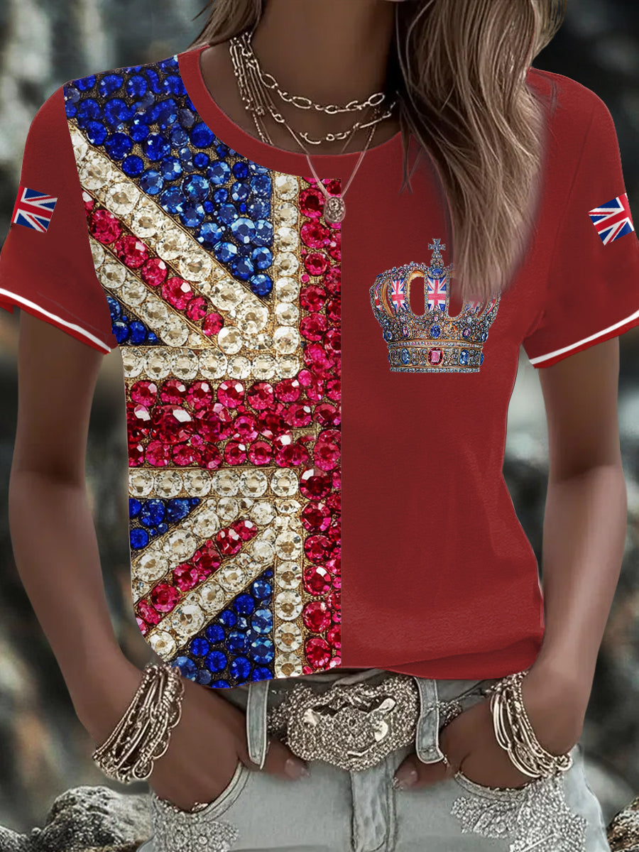 Women's UK Flag Art Printed T-shirt-3
