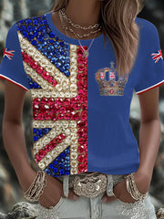 Women's UK Flag Art Printed T-shirt-4