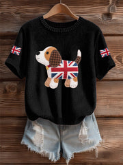 Women's UK Flag Butterfly Cozy Knit Sweater-1
