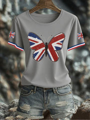 Women's UK Flag Butterfly Printed T-shirt-2