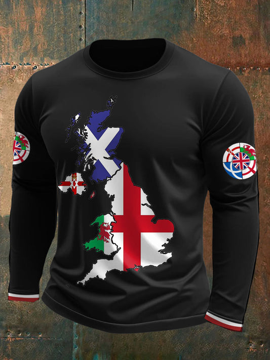 Men's UK Scotland England Northern Ireland Wales Flag Art Printed T-shirt