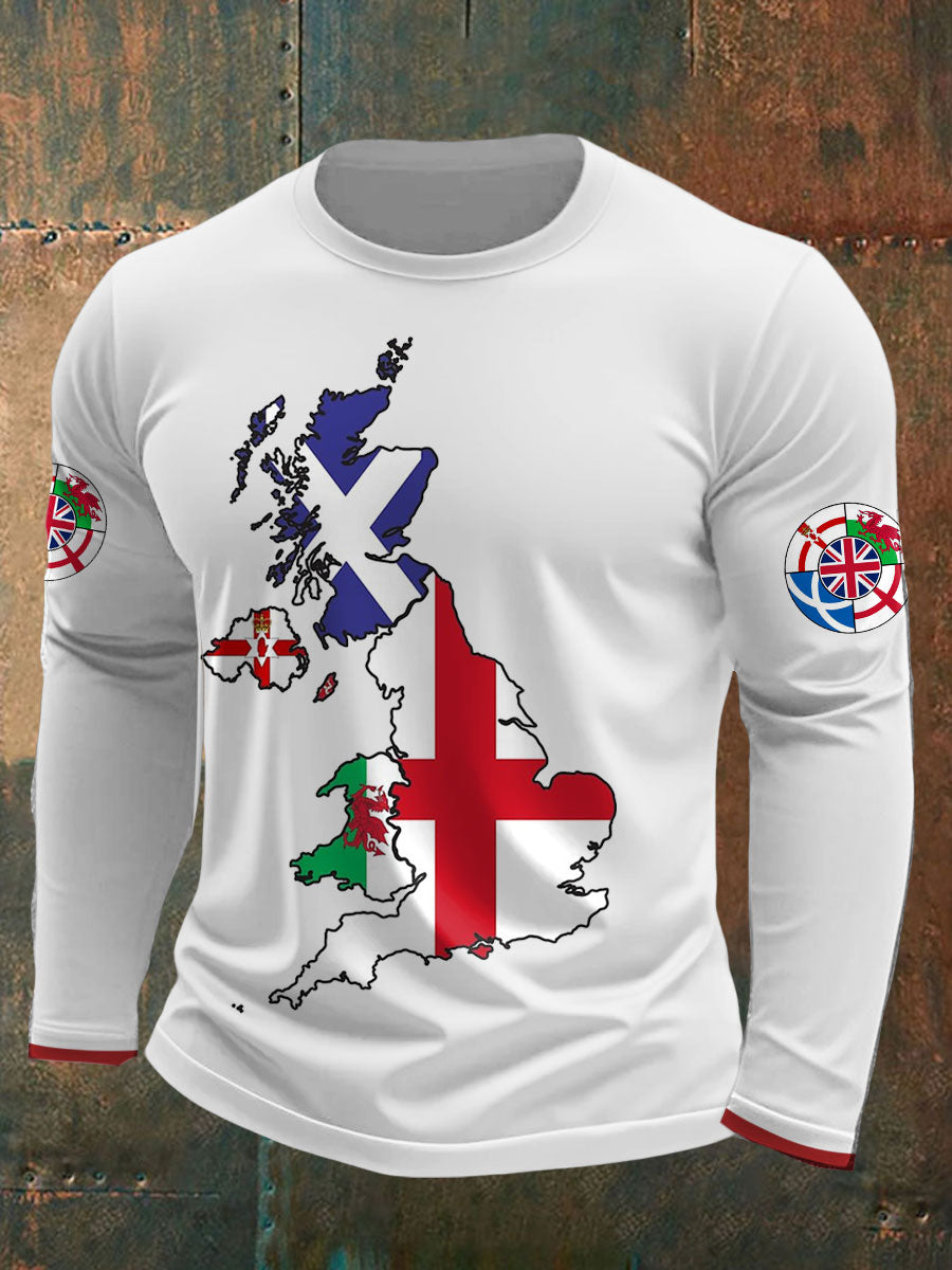 Men's UK Scotland England Northern Ireland Wales Flag Art Printed T-shirt-1