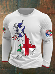 Men's UK Scotland England Northern Ireland Wales Flag Art Printed T-shirt-1