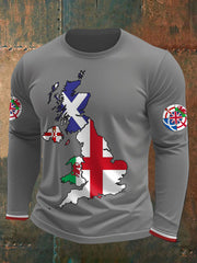 Men's UK Scotland England Northern Ireland Wales Flag Art Printed T-shirt-2