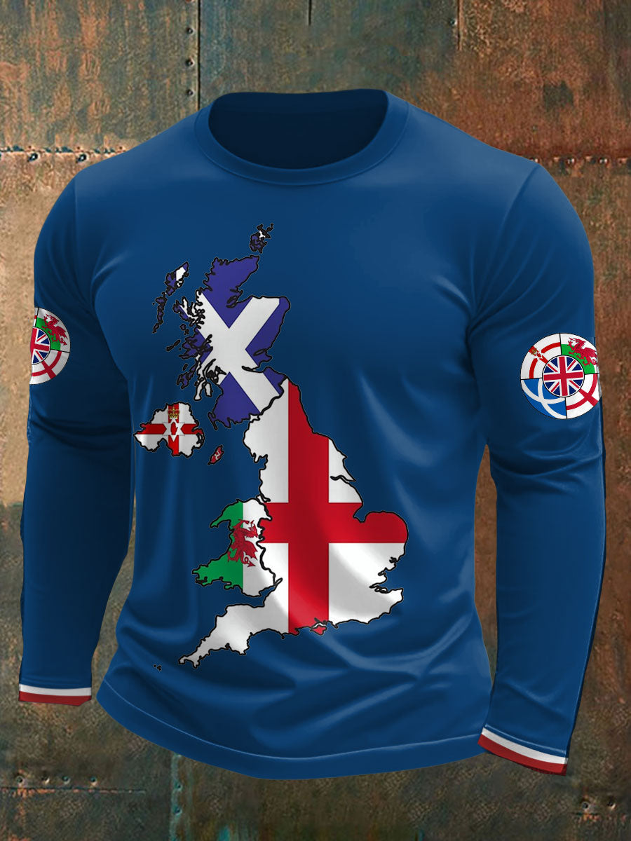 Men's UK Scotland England Northern Ireland Wales Flag Art Printed T-shirt-3