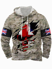 Men's UK Flag Camouflage Skull Print Casual Hoodie-1