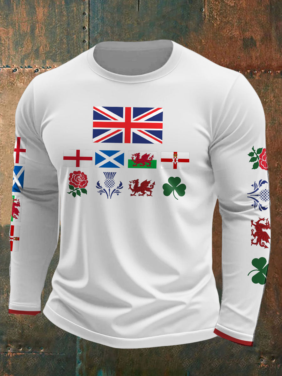 Men's UK Scotland England Northern Ireland Wales Flag Art Printed T-shirt-1