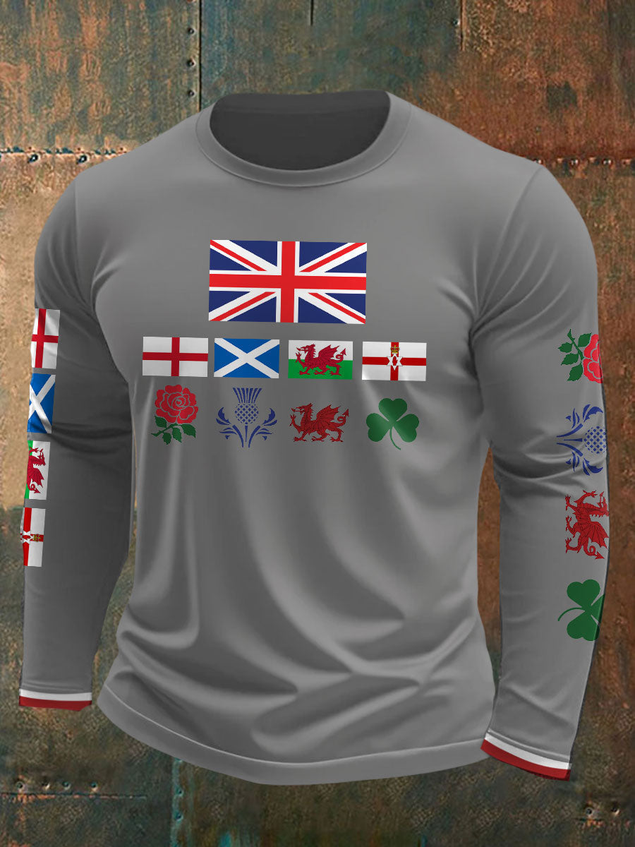 Men's UK Scotland England Northern Ireland Wales Flag Art Printed T-shirt-2