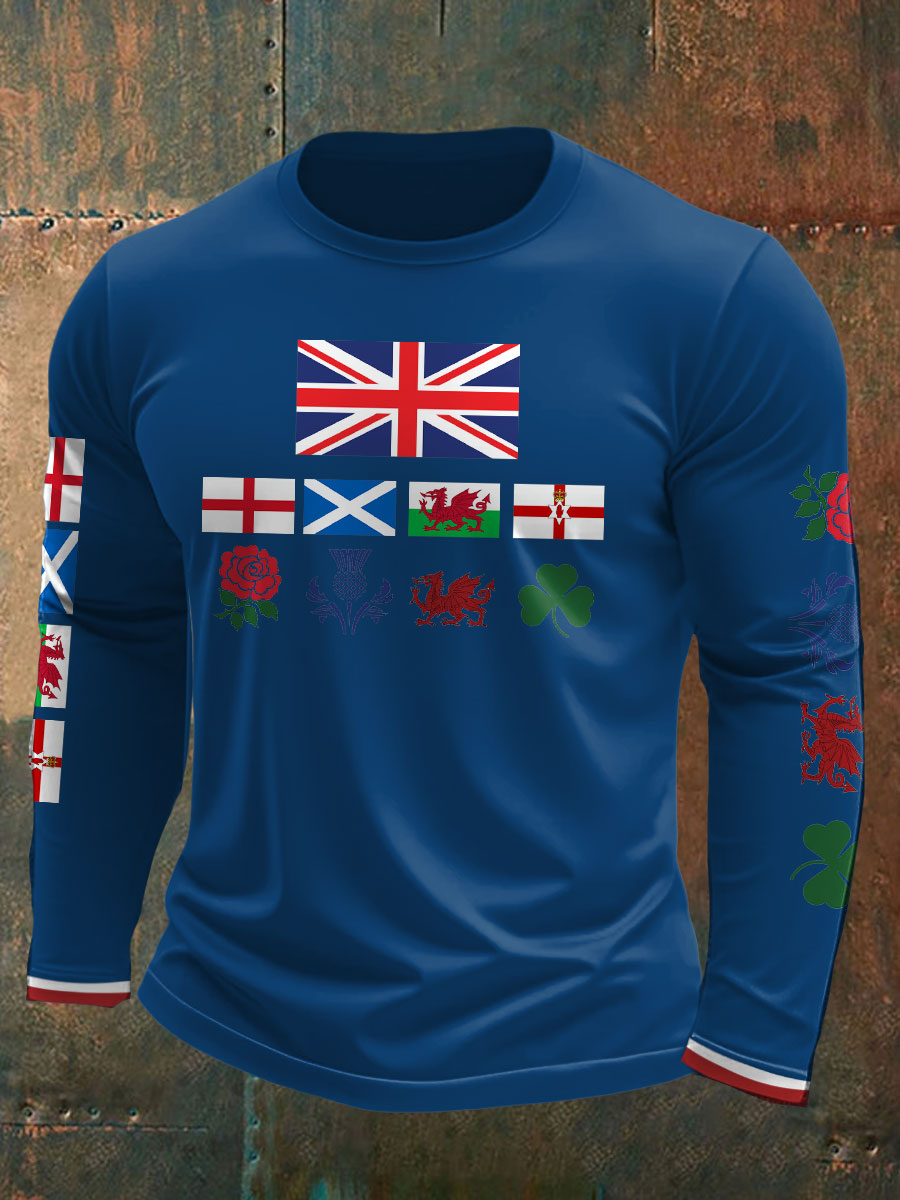 Men's UK Scotland England Northern Ireland Wales Flag Art Printed T-shirt-3