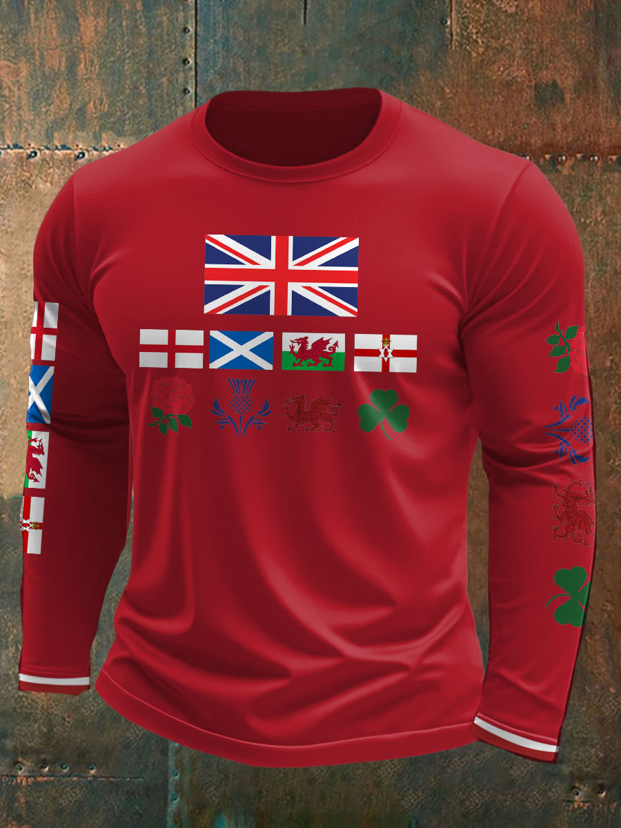 Men's UK Scotland England Northern Ireland Wales Flag Art Printed T-shirt-4