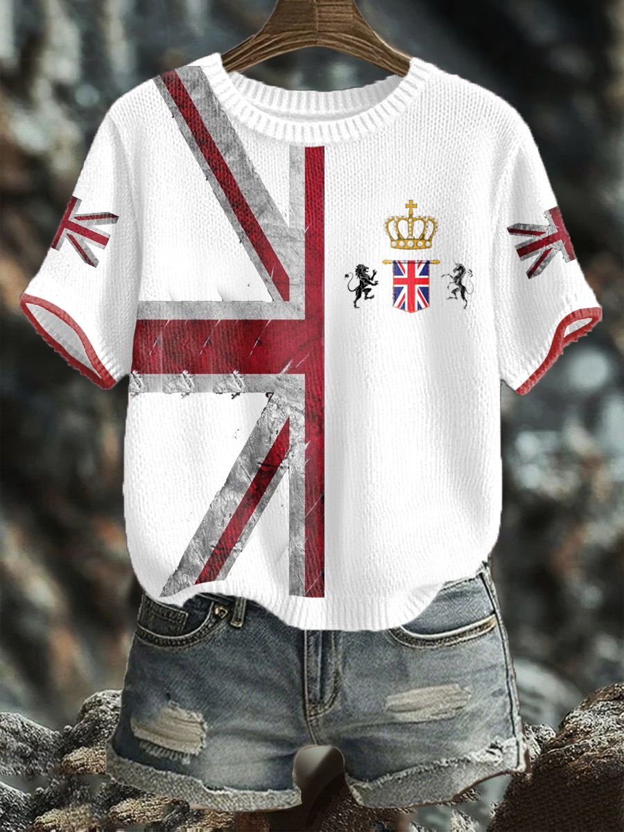 Women's UK Flag Art Printed Tops-1