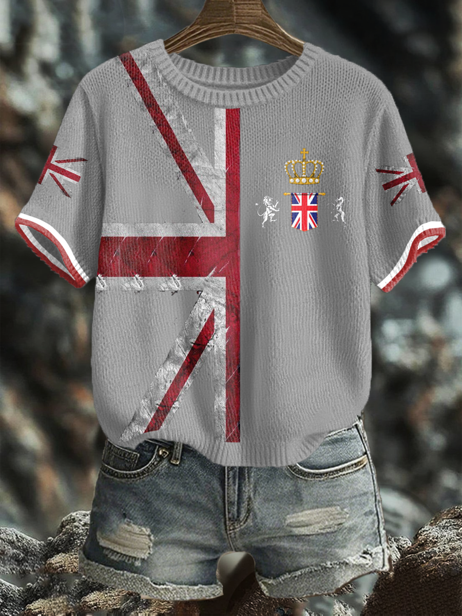 Women's UK Flag Art Printed Tops-2