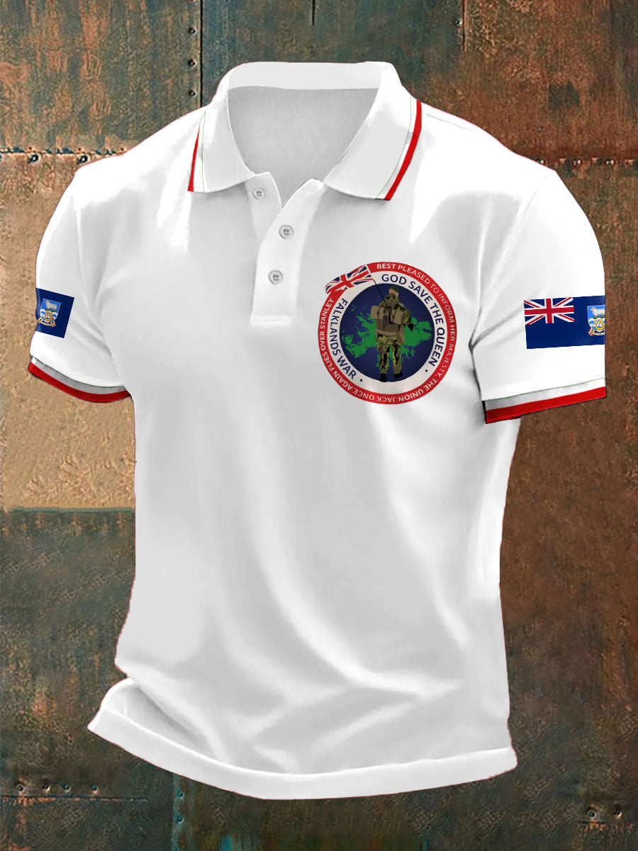 Men's Falklands War UK Flag Printed Casual Tops-2