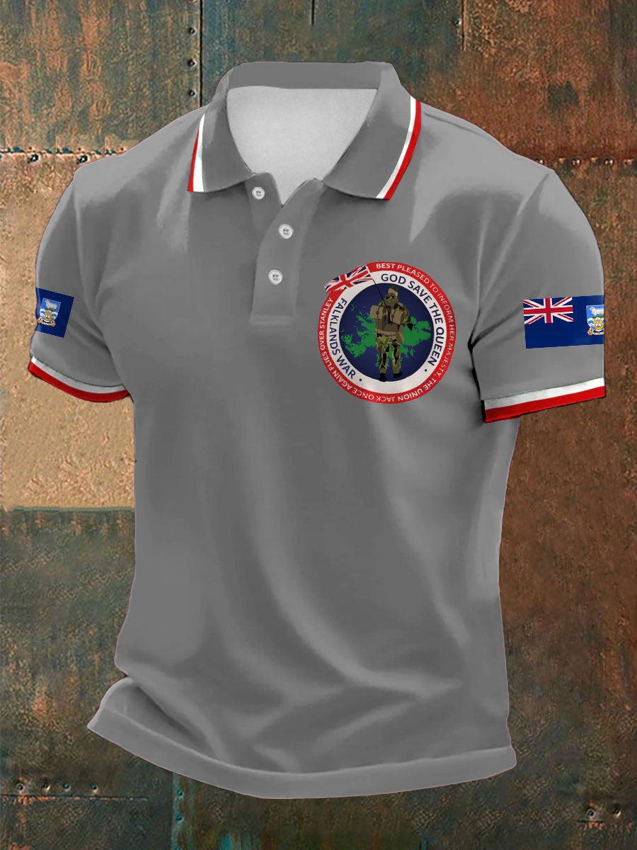 Men's Falklands War UK Flag Printed Casual Tops-3