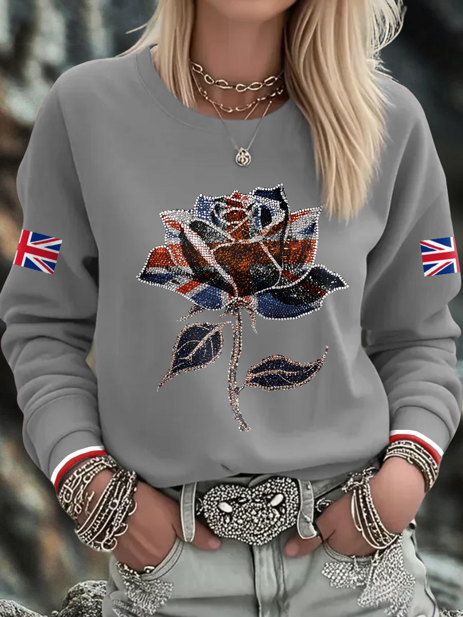 Women's UK Flag Art Printed Sweatshirt-2