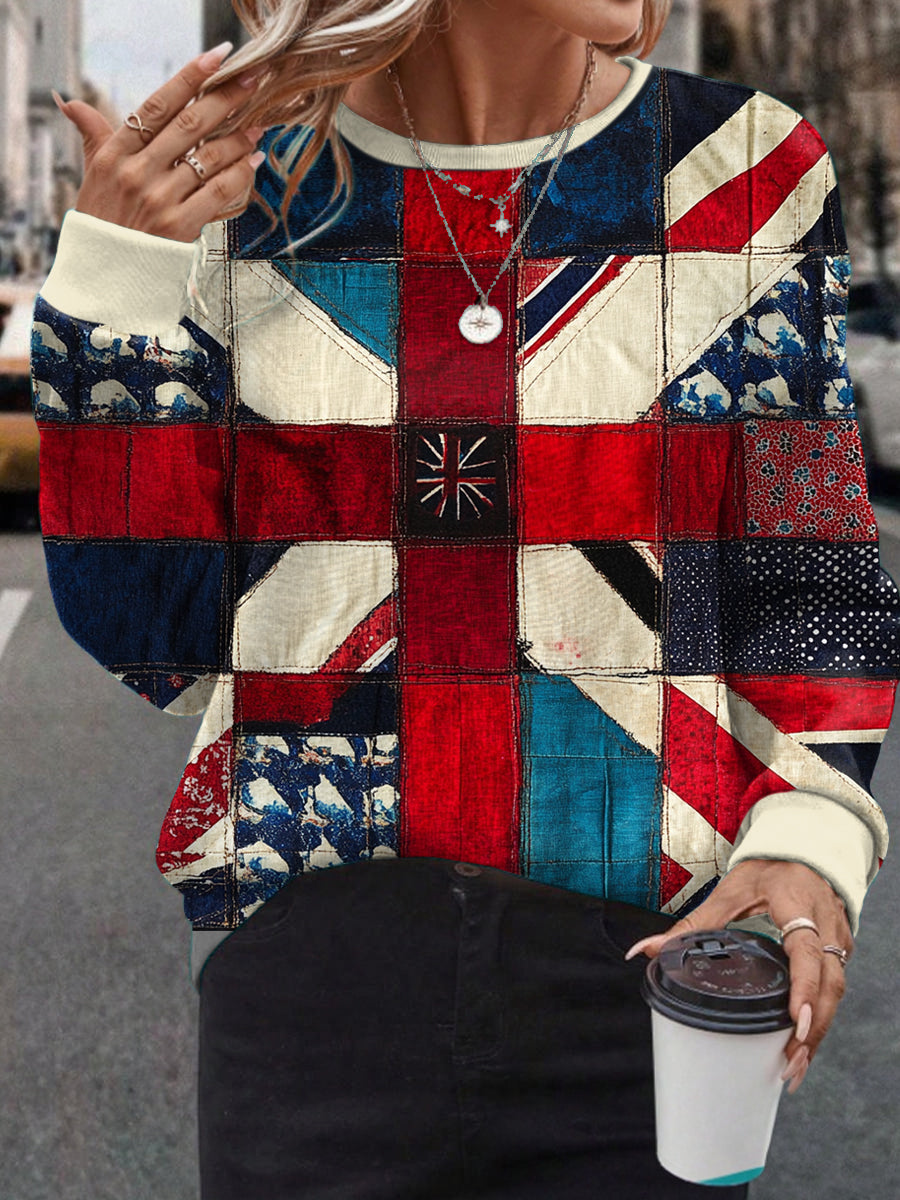 Women's UK Flag Art Printed Sweatshirt