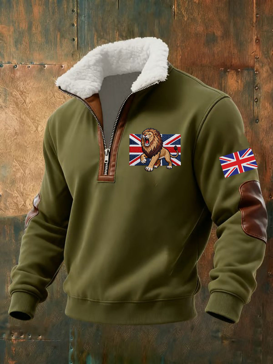 Men's Vintage British Lion Print Sweatshirt-4