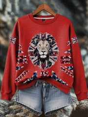 Women's British imitation diamond hot-drilling Print Sweatshirt-2