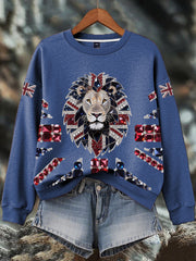 Women's British imitation diamond hot-drilling Print Sweatshirt-3