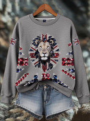 Women's British imitation diamond hot-drilling Print Sweatshirt-4