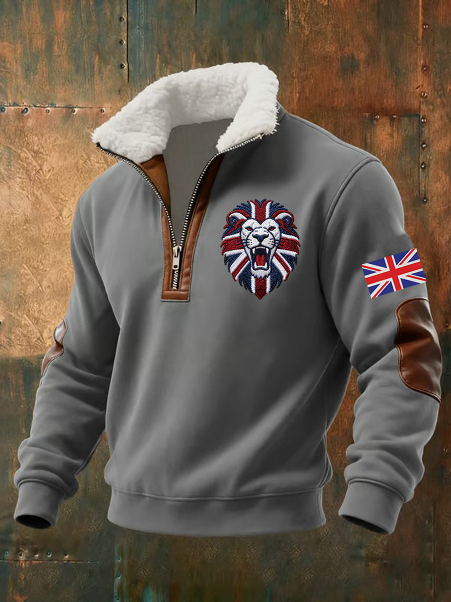 Men's Vintage British Lion Print Sweatshirt-2