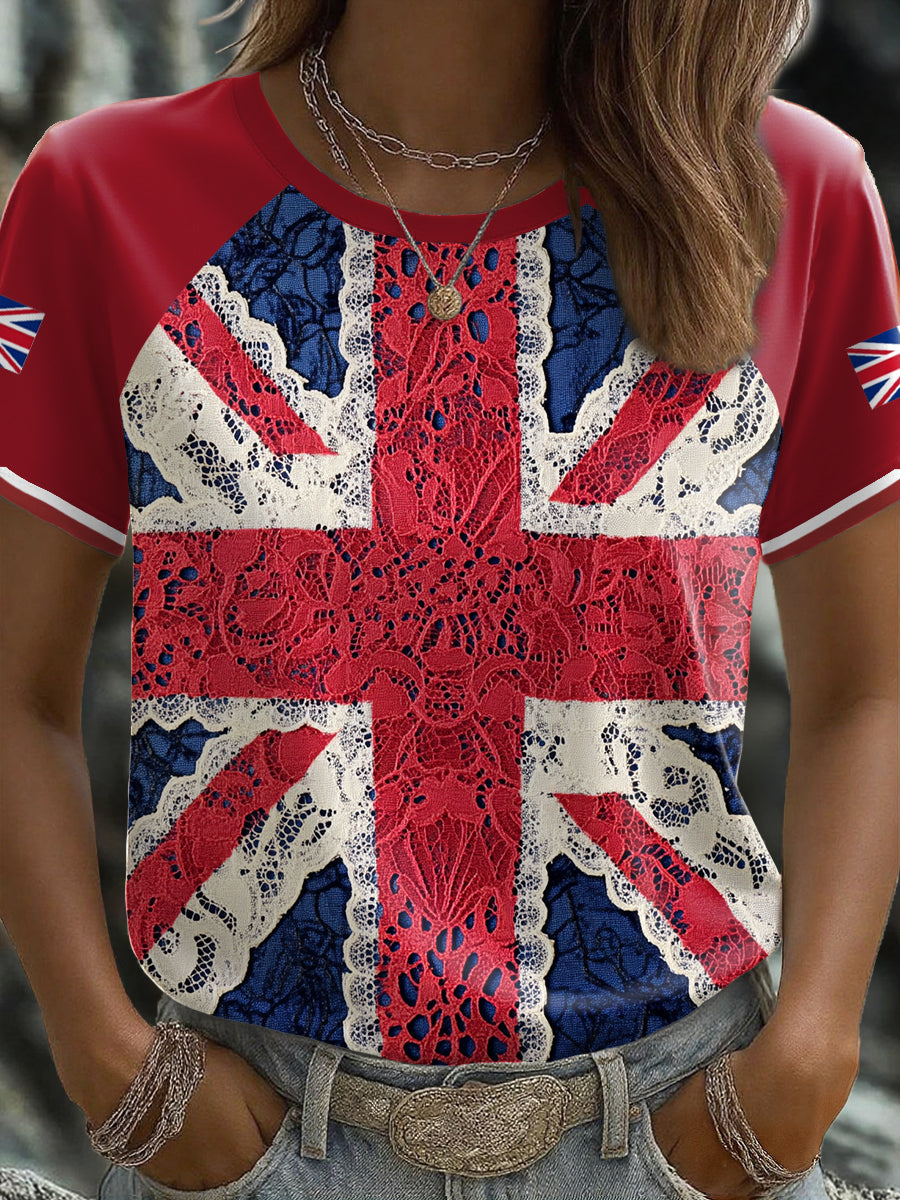 Women's UK Flag Art Printed T-shirt-1