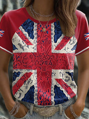 Women's UK Flag Art Printed T-shirt-1