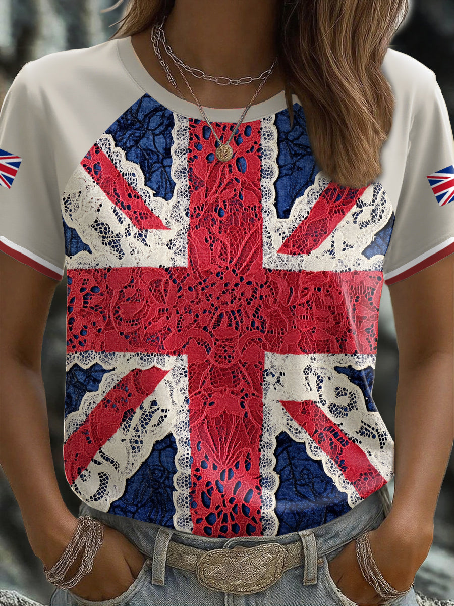 Women's UK Flag Art Printed T-shirt-2