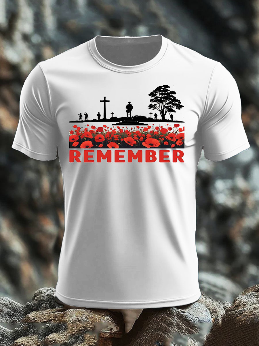 Men's Remembrance Day imitation cotton short-sleeved T-shirt