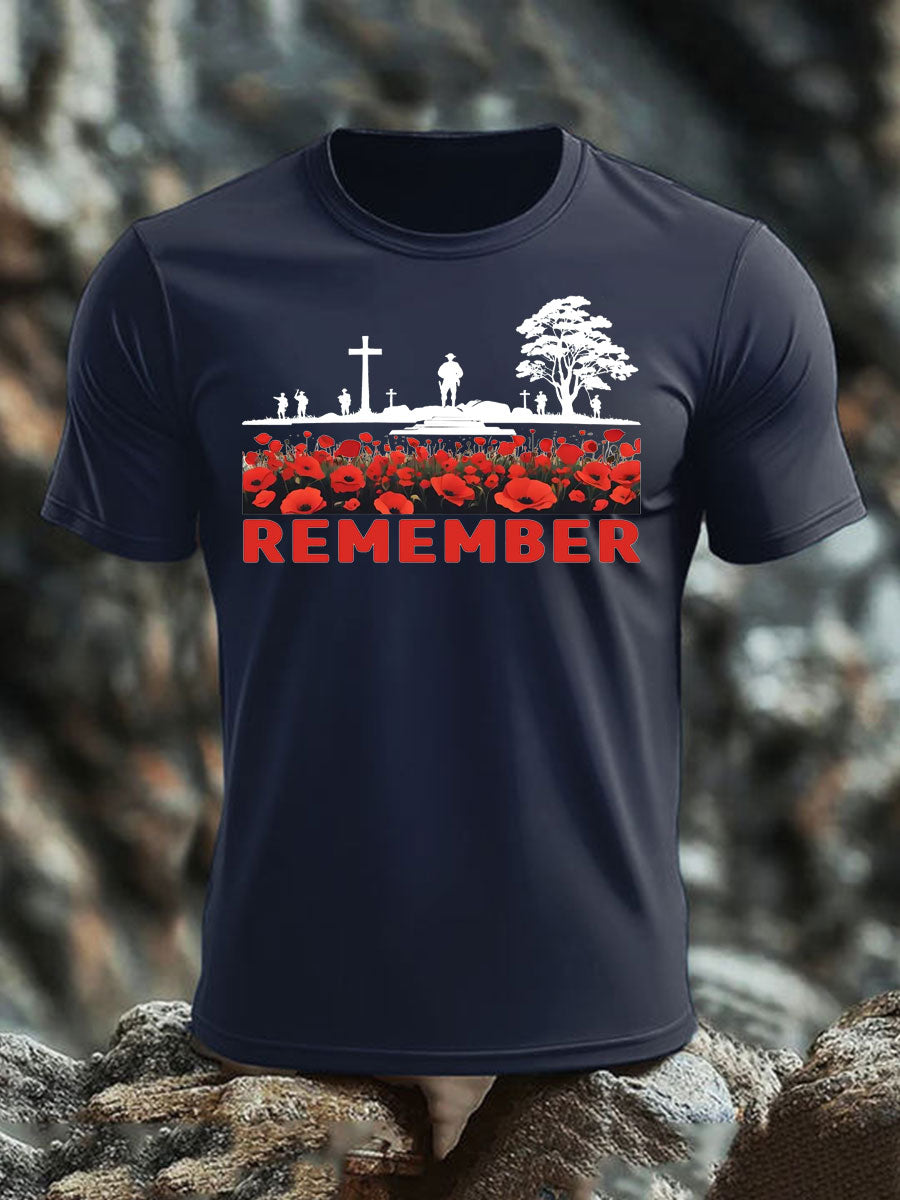 Men's Remembrance Day imitation cotton short-sleeved T-shirt-2