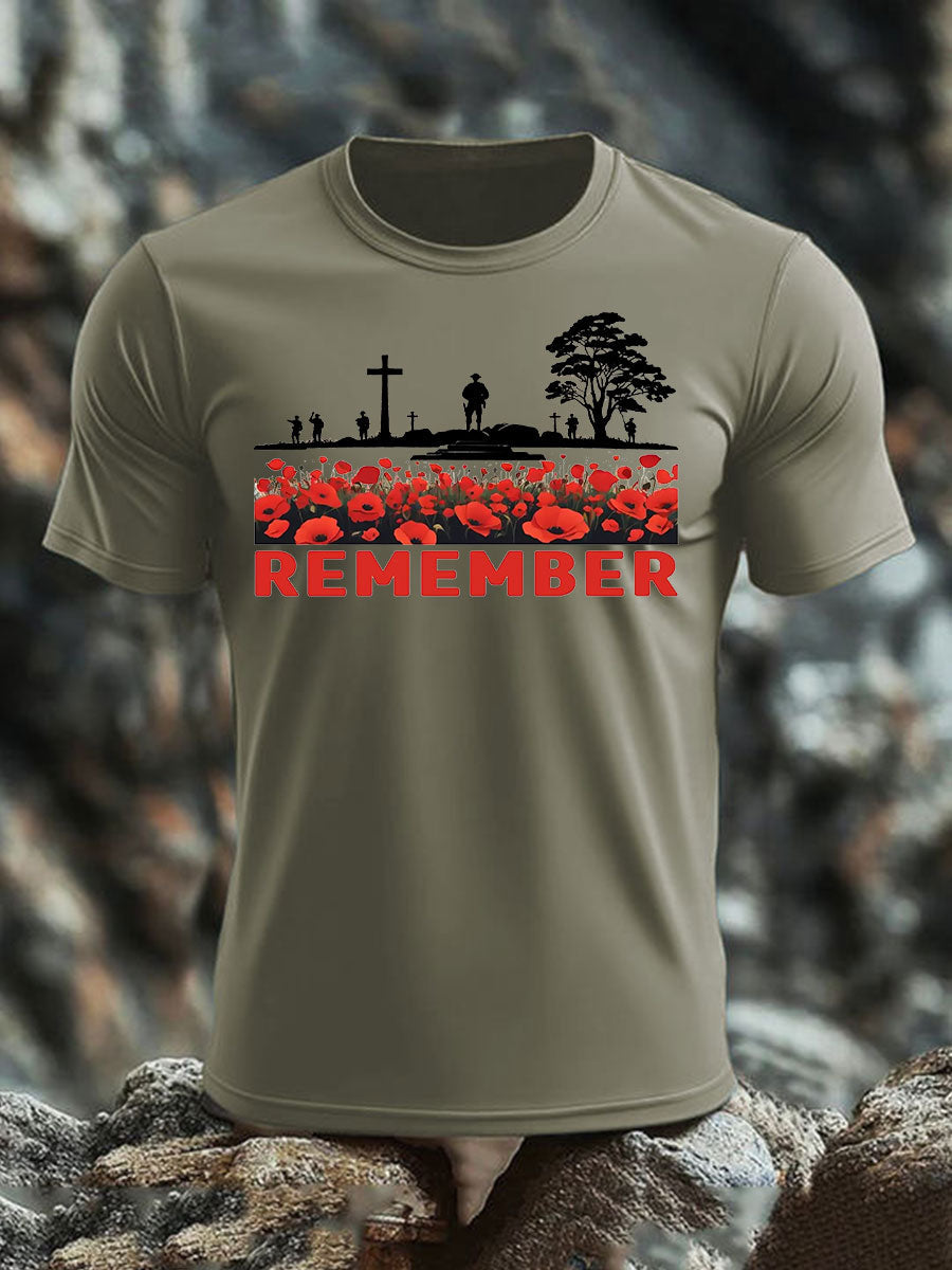 Men's Remembrance Day imitation cotton short-sleeved T-shirt-4