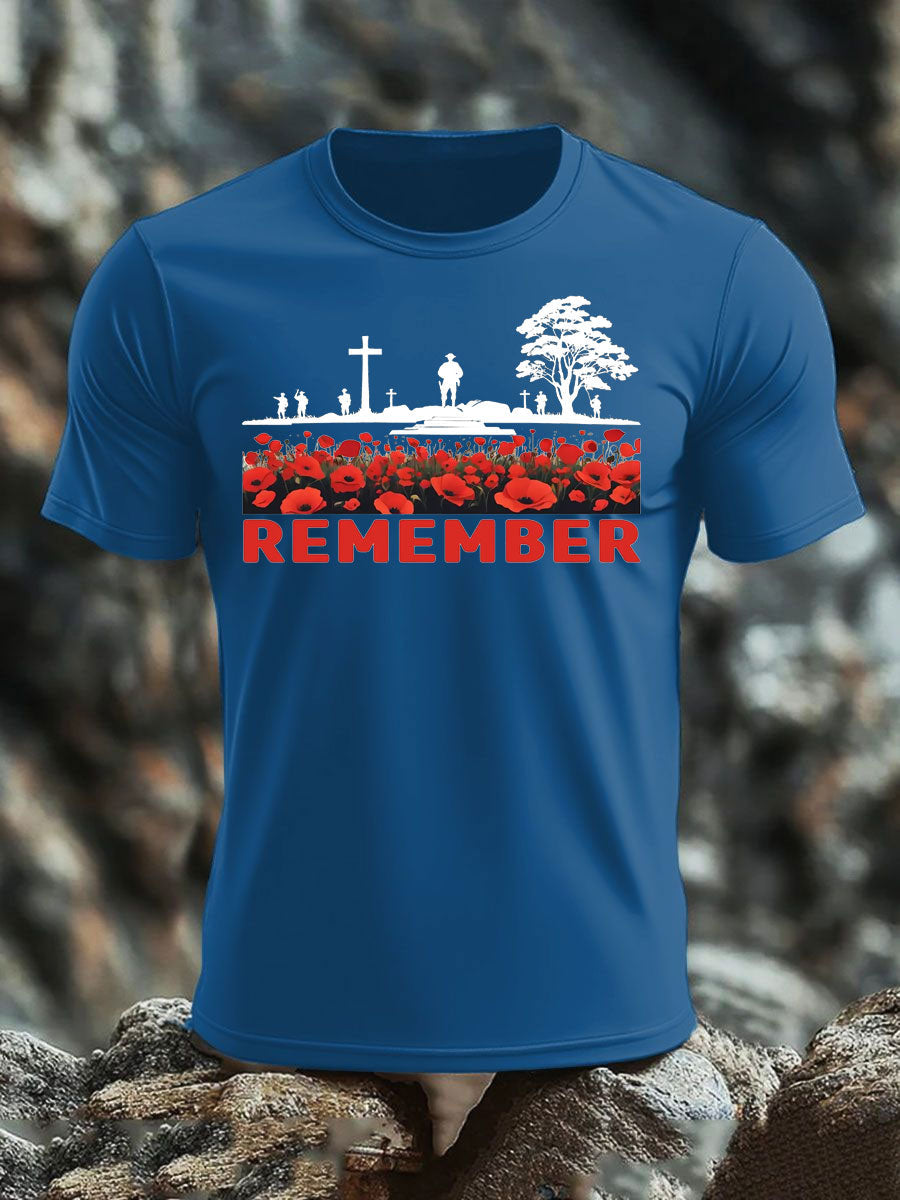 Men's Remembrance Day imitation cotton short-sleeved T-shirt-3