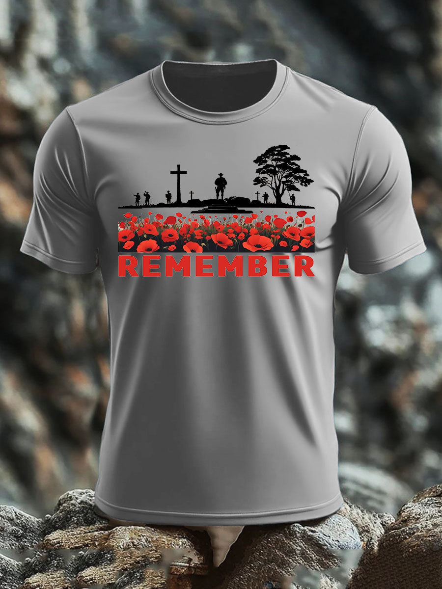 Men's Remembrance Day imitation cotton short-sleeved T-shirt-5
